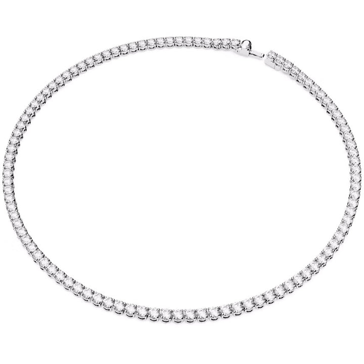 Swarovski Matrix Tennis Halskette Rundschliff Weiss Rhodiniert