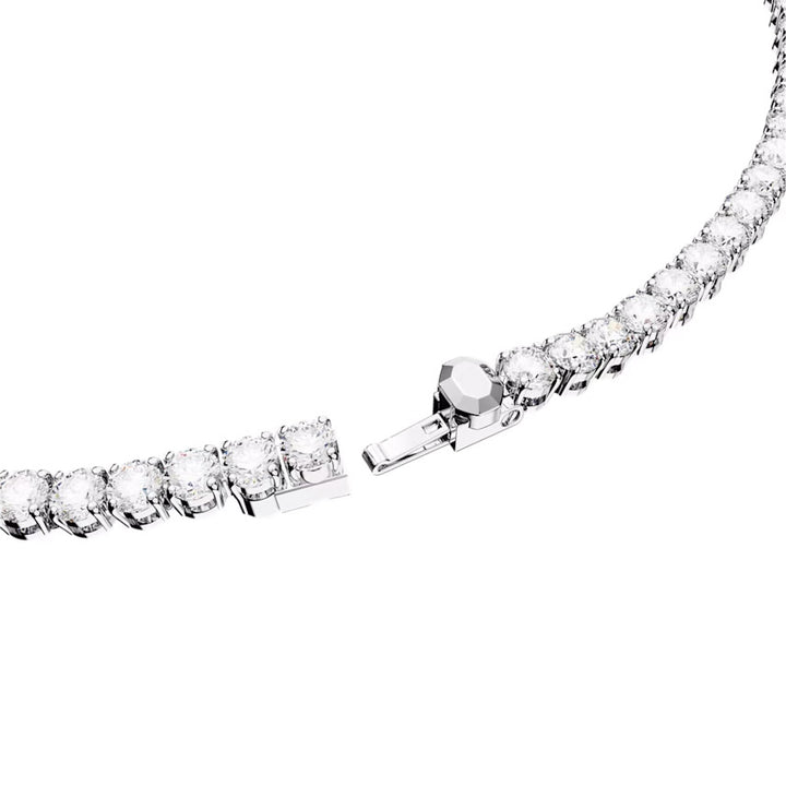 Swarovski Matrix Tennis Halskette Rundschliff Weiss Rhodiniert