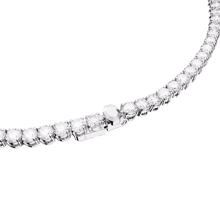 Swarovski Matrix Tennis Halskette Rundschliff Weiss Rhodiniert