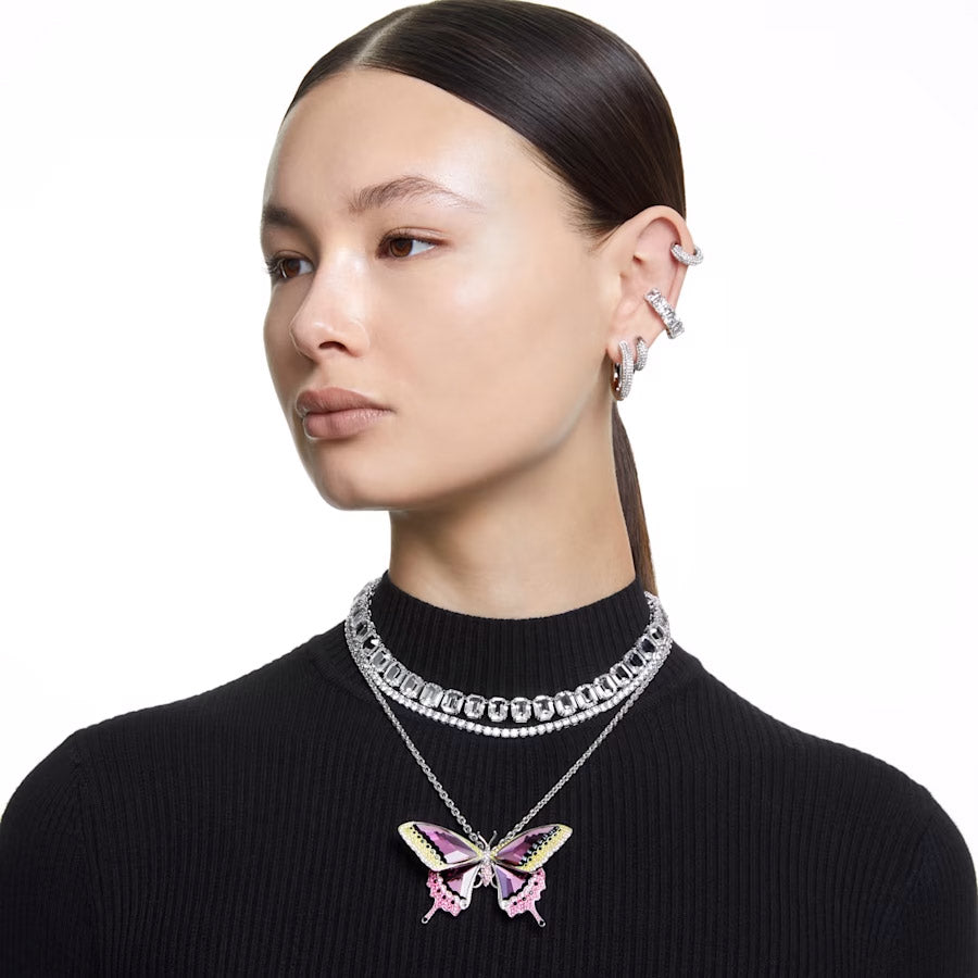 Swarovski Matrix Tennis Halskette Rundschliff Weiss Rhodiniert