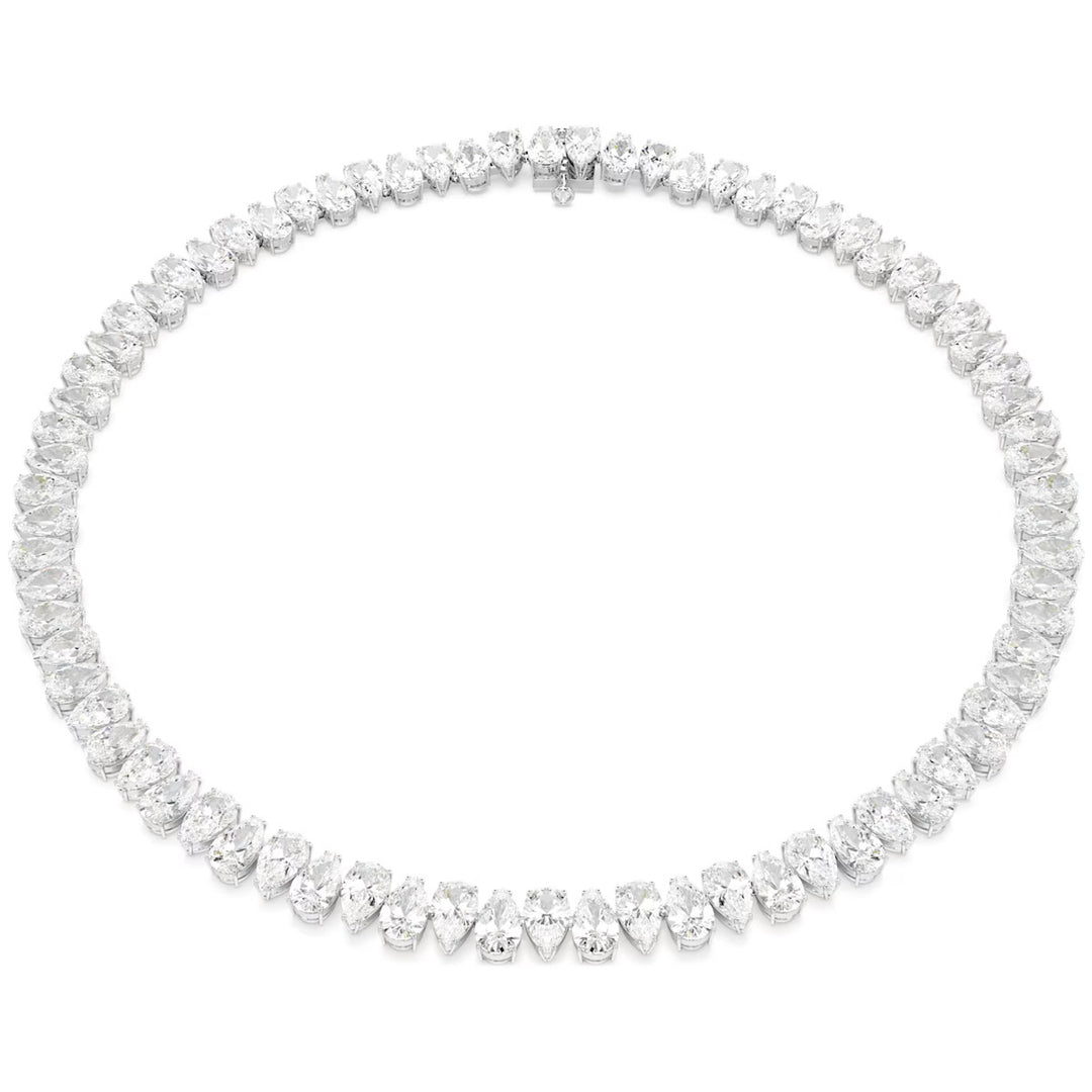 Swarovski Matrix Halskette Tropfenschliff Weiss Rhodiniert - 5662277
