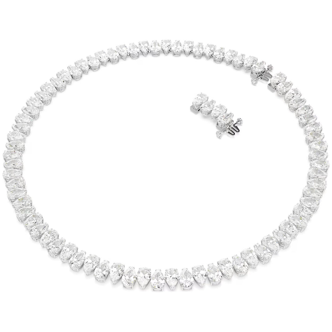Swarovski Matrix Halskette Tropfenschliff Weiss Rhodiniert - 5662277