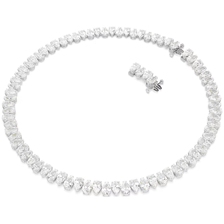 Swarovski Matrix Halskette Tropfenschliff Weiss Rhodiniert - 5662277