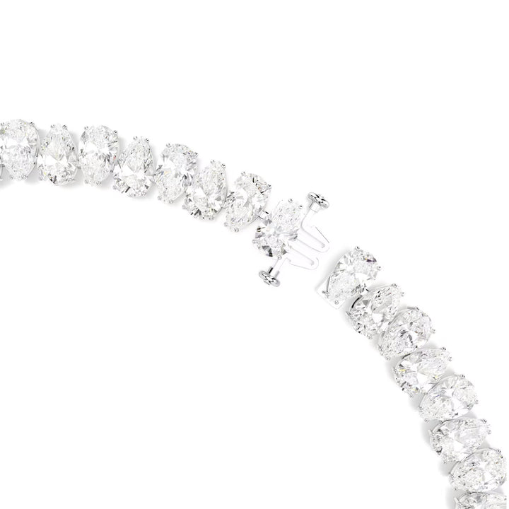 Swarovski Matrix Halskette Tropfenschliff Weiss Rhodiniert - 5662277