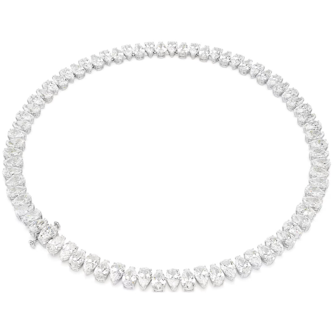 Swarovski Matrix Halskette Tropfenschliff Weiss Rhodiniert - 5662277