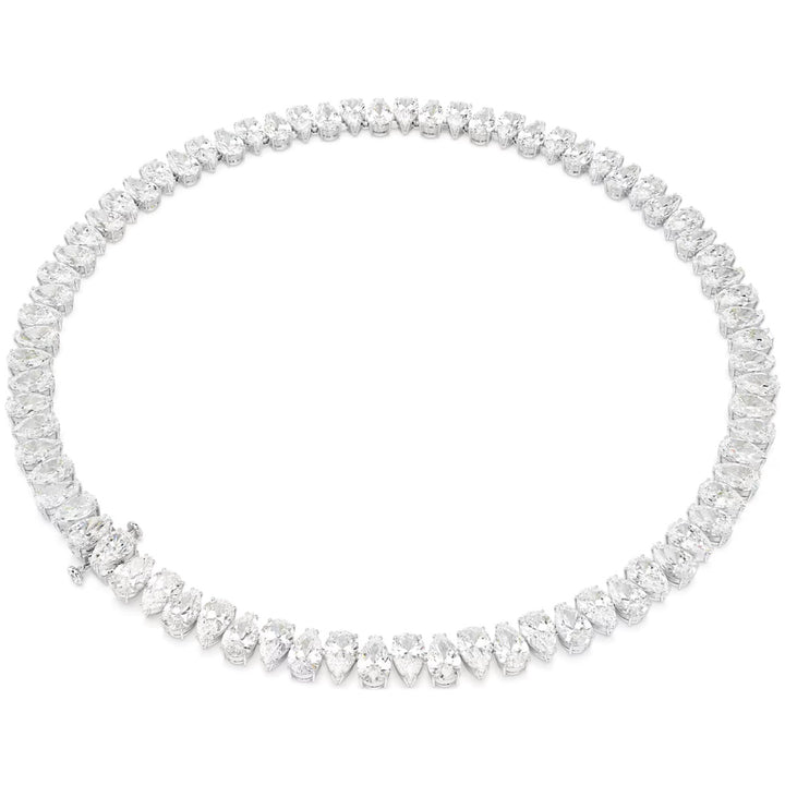 Swarovski Matrix Halskette Tropfenschliff Weiss Rhodiniert - 5662277