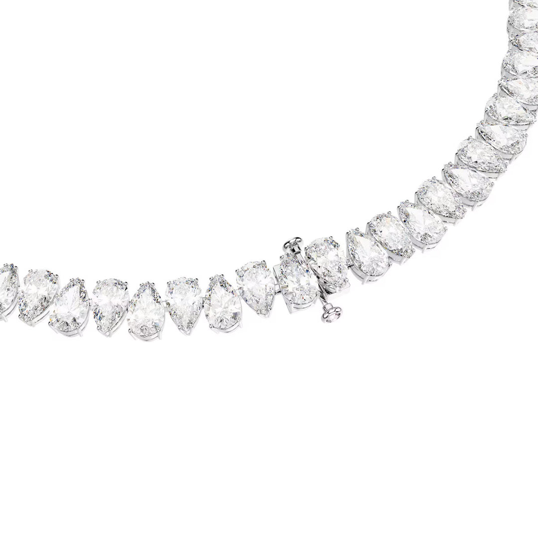 Swarovski Matrix Halskette Tropfenschliff Weiss Rhodiniert - 5662277