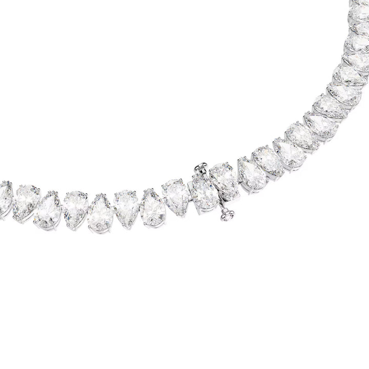 Swarovski Matrix Halskette Tropfenschliff Weiss Rhodiniert - 5662277
