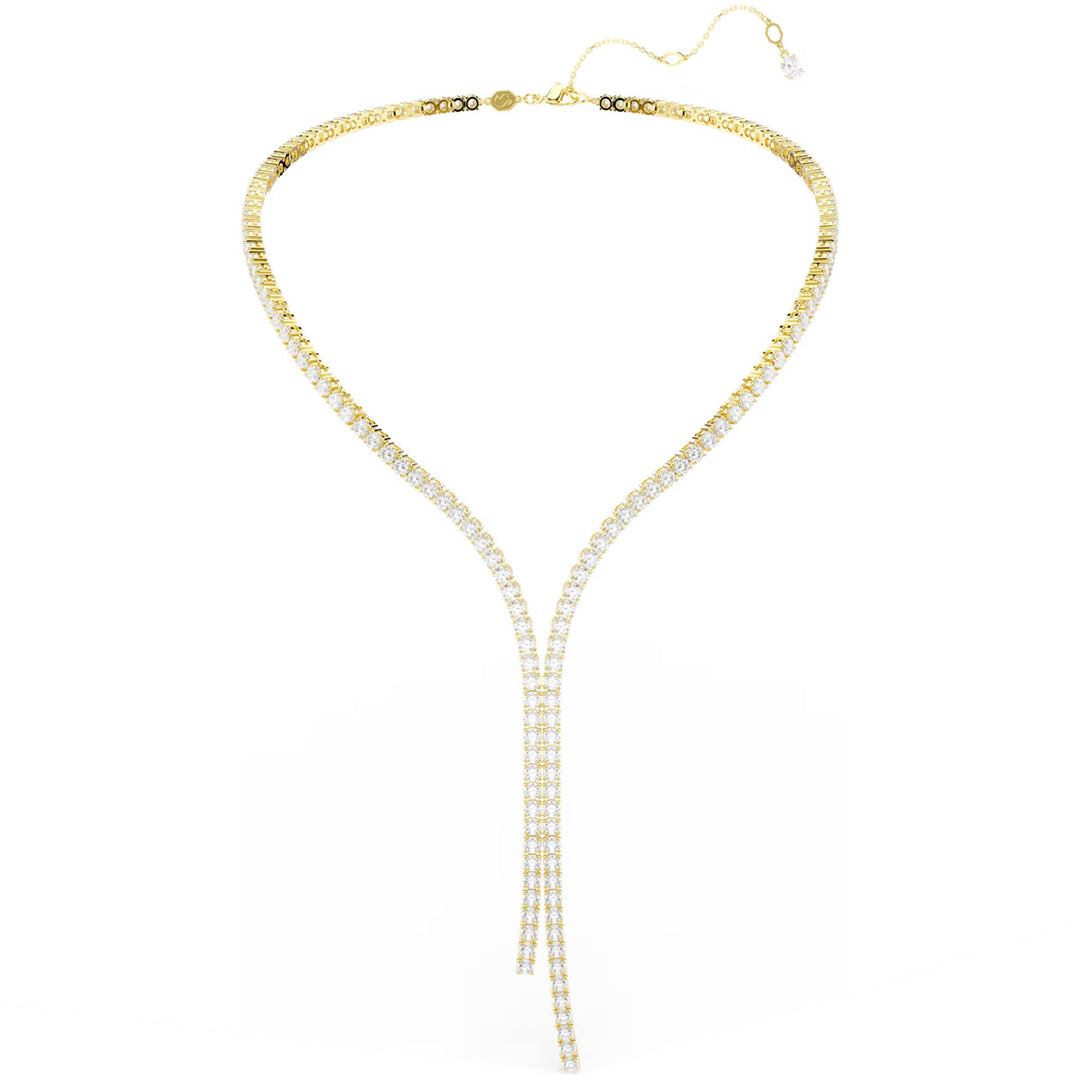 Swarovski Matrix Y Halskette Rundschliff Weiss 18K goldbeschichtet - 5750601