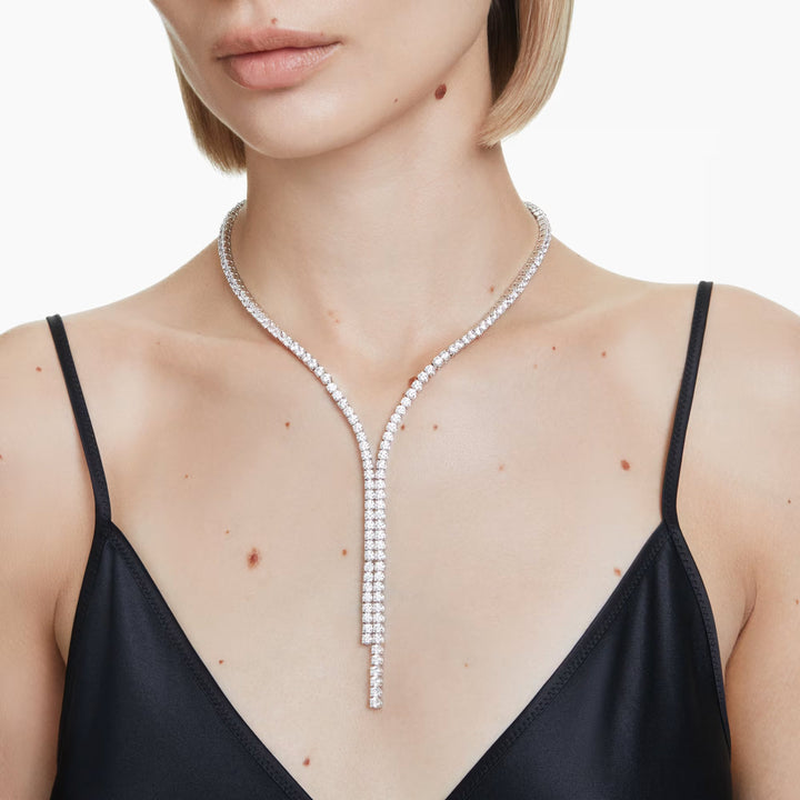 Swarovski Matrix Y Halskette Rundschliff Weiss Rhodiniert - 5707988