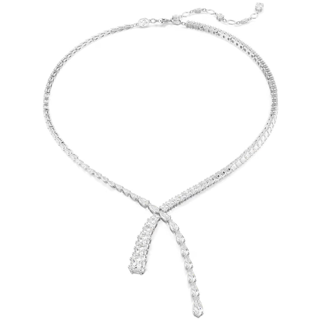 Swarovski Matrix Y Halskette Verschiedene Schliffe Weiss Rhodiniert - 5692533