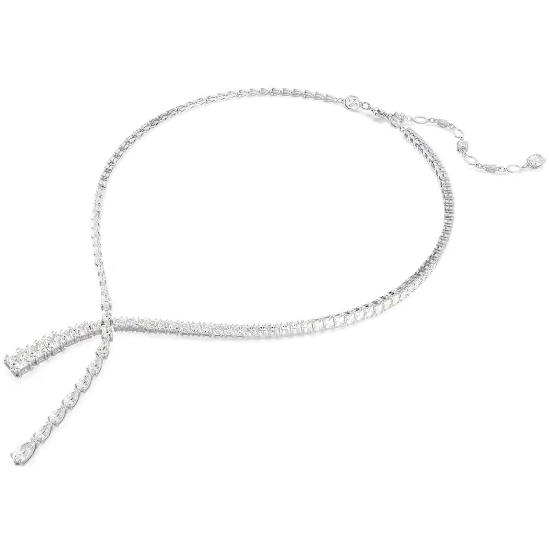 Swarovski Matrix Y Halskette Verschiedene Schliffe Weiss Rhodiniert - 5692533