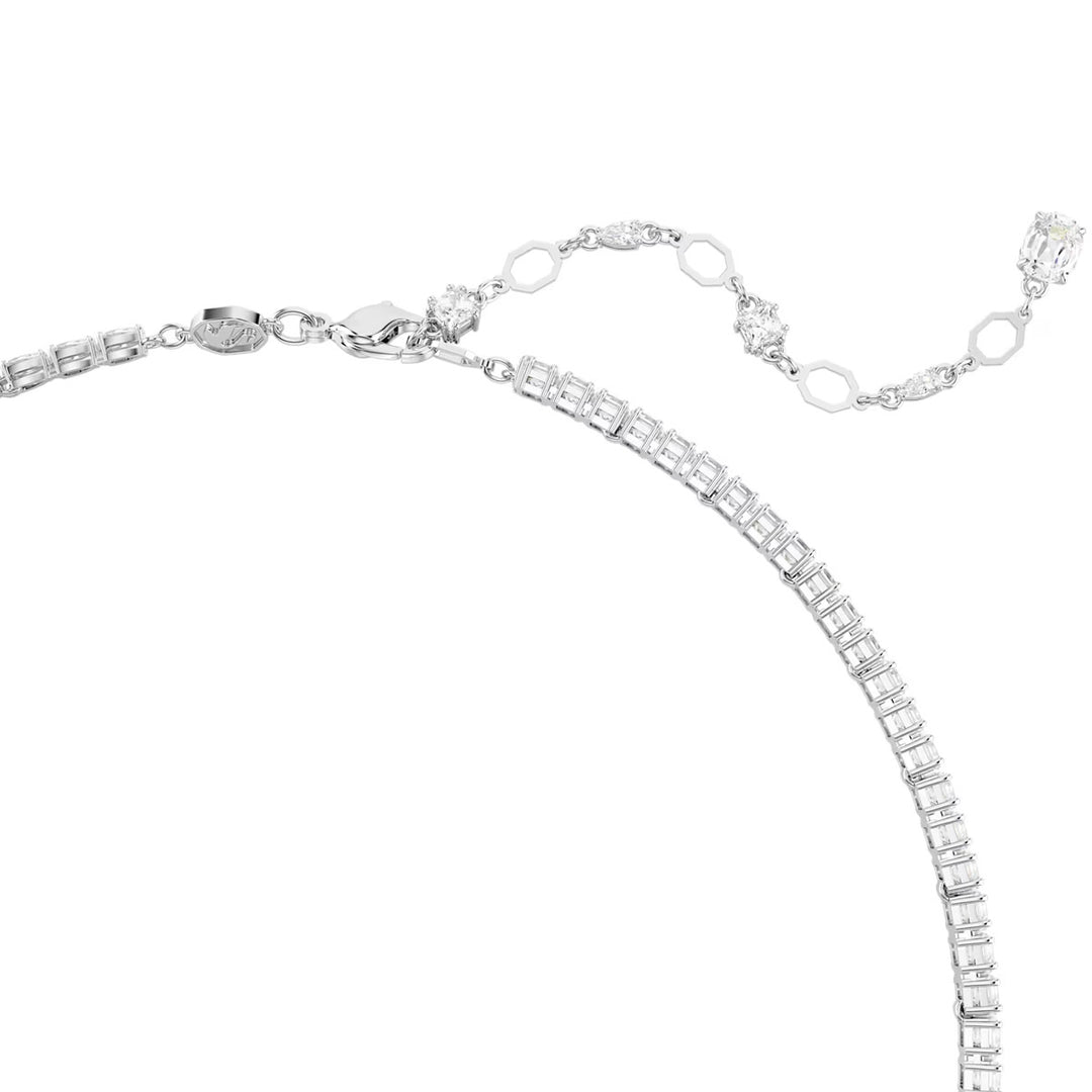 Swarovski Matrix Y Halskette Verschiedene Schliffe Weiss Rhodiniert - 5692533