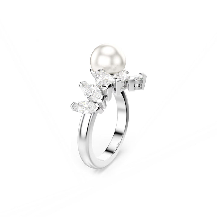 Swarovski Mesmera Offener Ring Kristallperle Marquise Schliff Weiss Rhodiniert