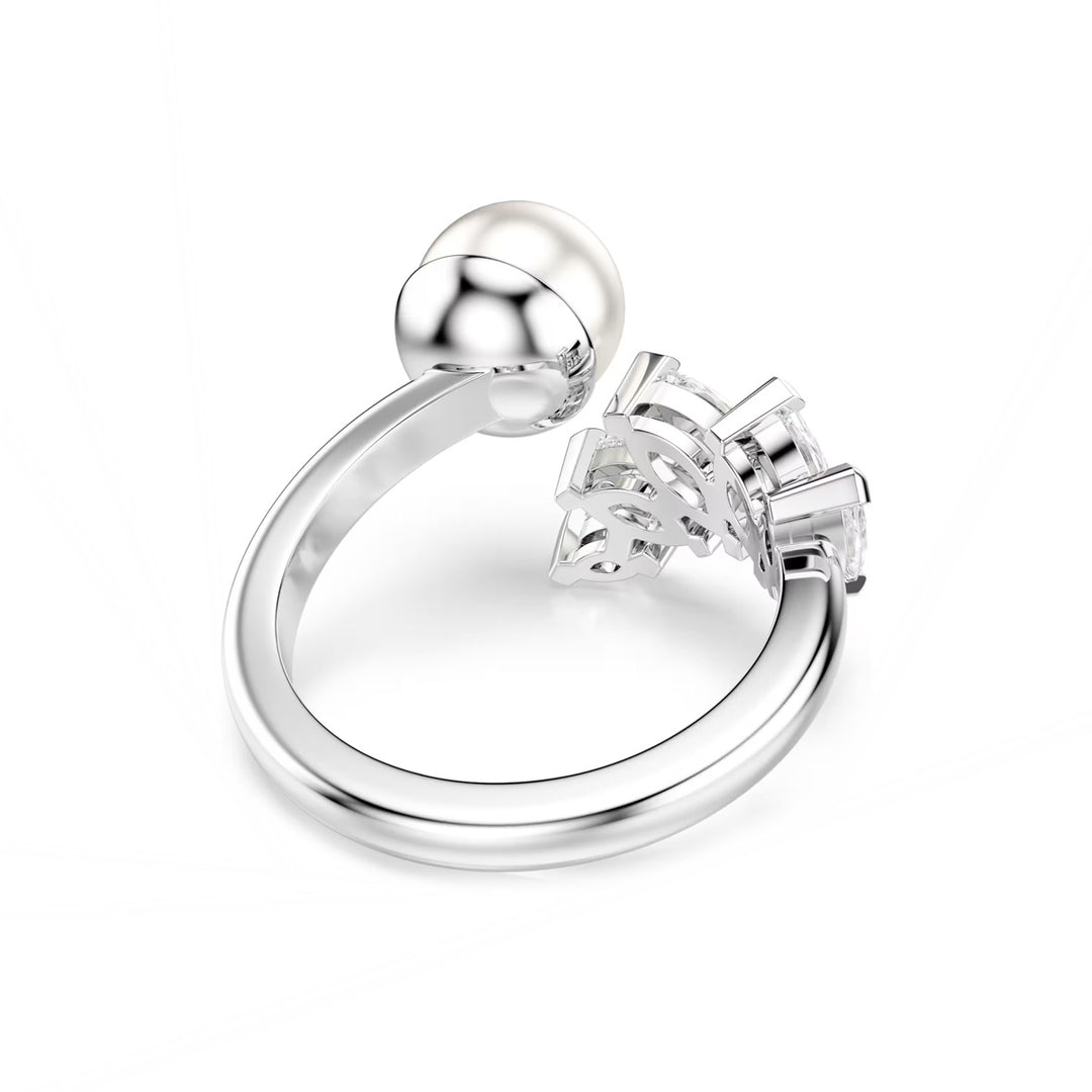 Swarovski Mesmera Offener Ring Kristallperle Marquise Schliff Weiss Rhodiniert