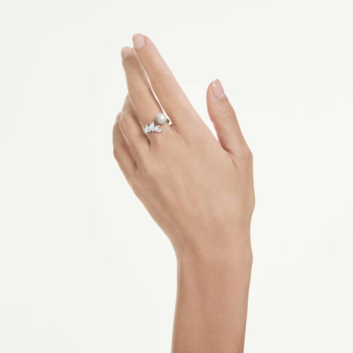 Swarovski Mesmera Offener Ring Kristallperle Marquise Schliff Weiss Rhodiniert