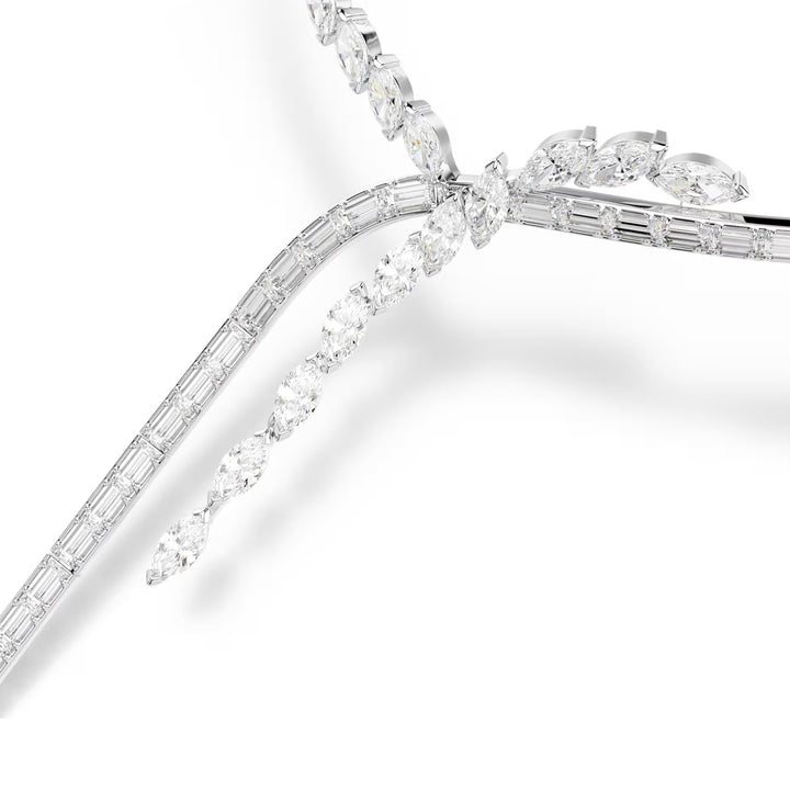 Swarovski Mesmera Y Halskette Verschiedene Schliffe Weiss Rhodiniert - 5748652