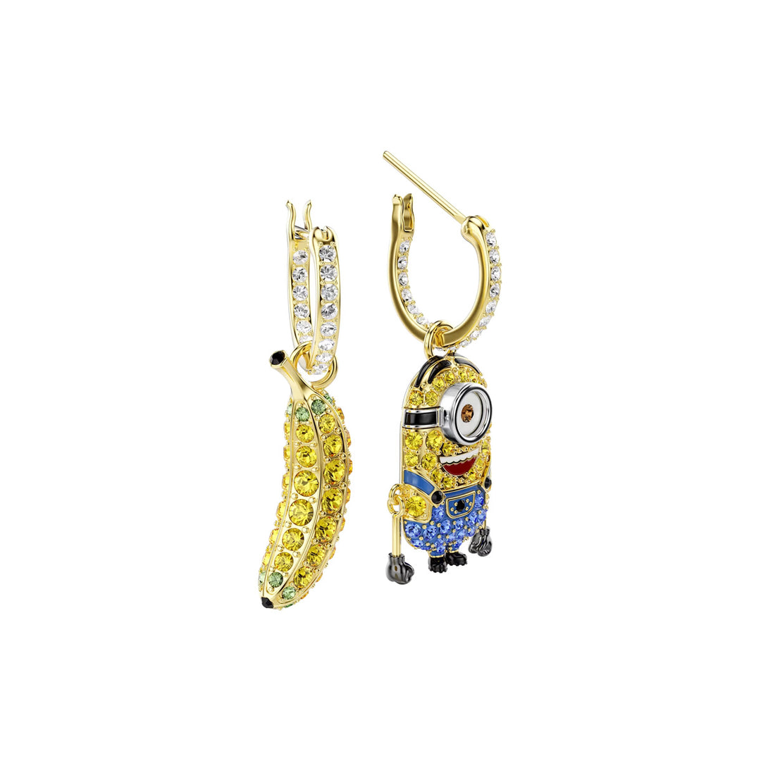 Swarovski Minions Stuart und Banana Drop Ohrhänger Pavé Mini Mehrfarbig Goldlegierungsschicht - 5743382