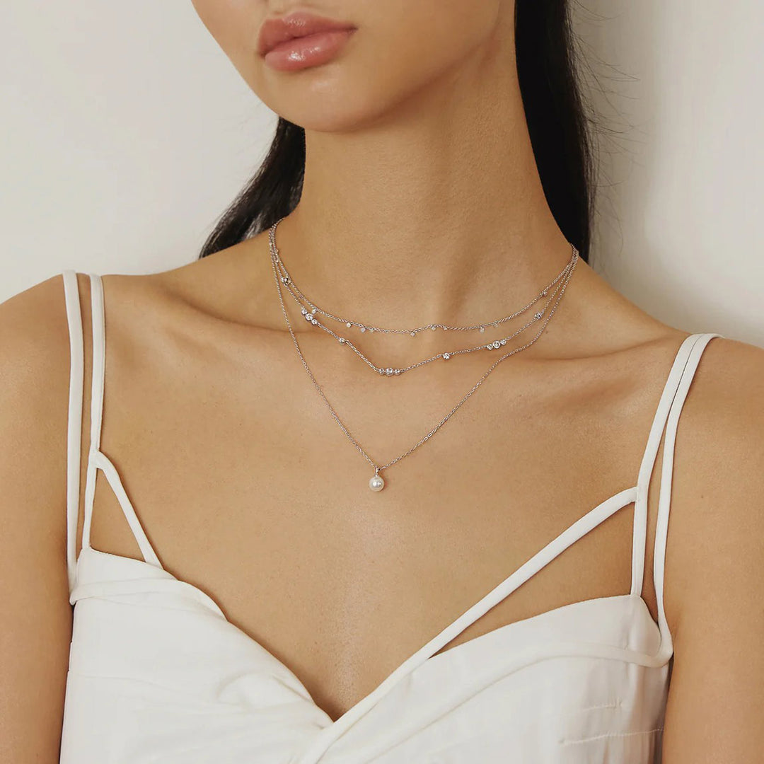 Ania Haie Silver Shell Pearl Drop Pendant Halskette - N065-01H