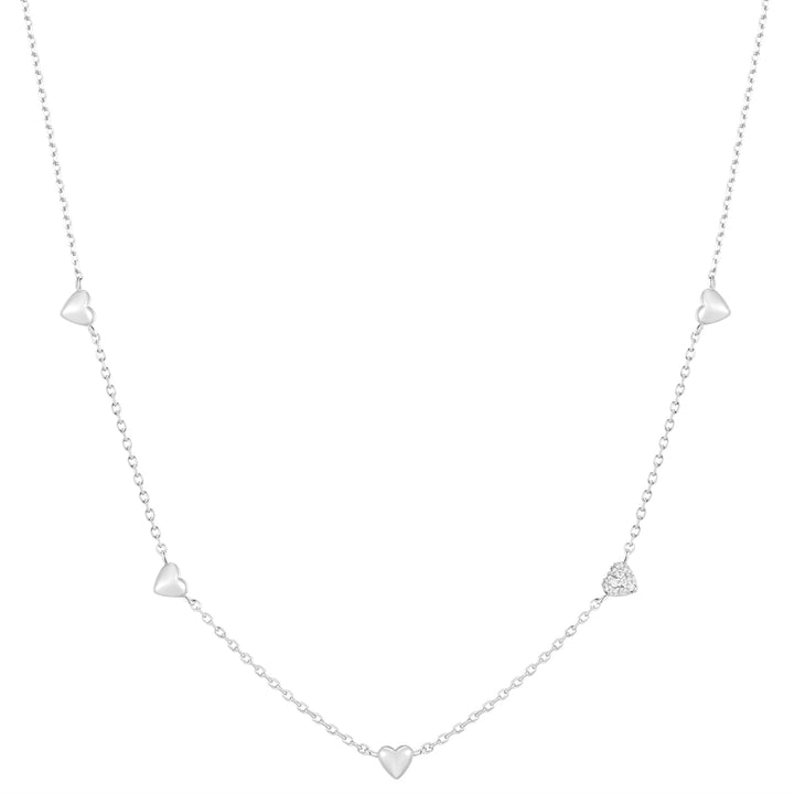 Ania Haie Silver Pavé Puffed Heart Station Halskette - N074-05H