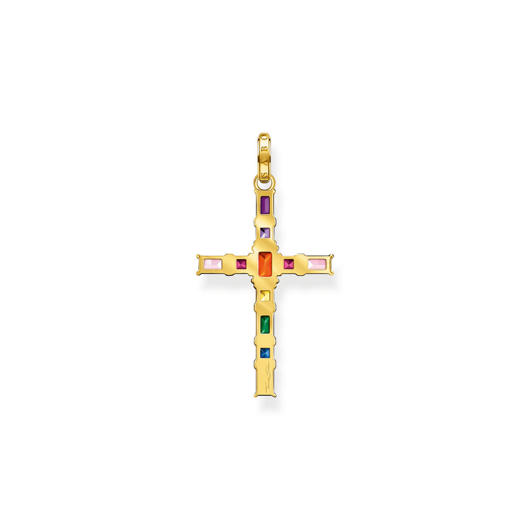 Thomas Sabo Anhänger Kreuz mit Bunten Steinen Vergoldet - PE939-996-7