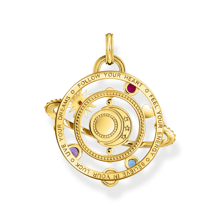 Thomas Sabo Anhänger mit Planetenring und bunten Steinen vergoldet - PE953-776-7