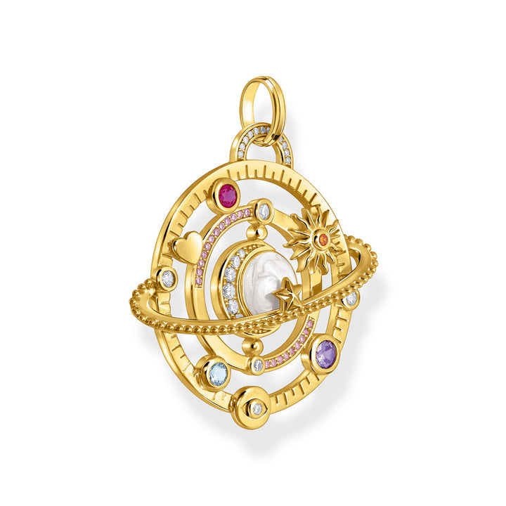 Thomas Sabo Anhänger mit Planetenring und bunten Steinen vergoldet - PE953-776-7