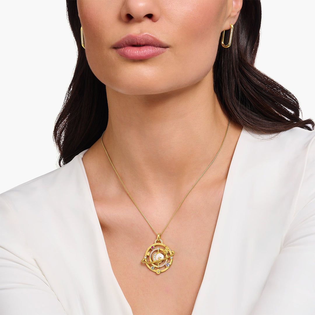 Thomas Sabo Anhänger mit Planetenring und bunten Steinen vergoldet - PE953-776-7