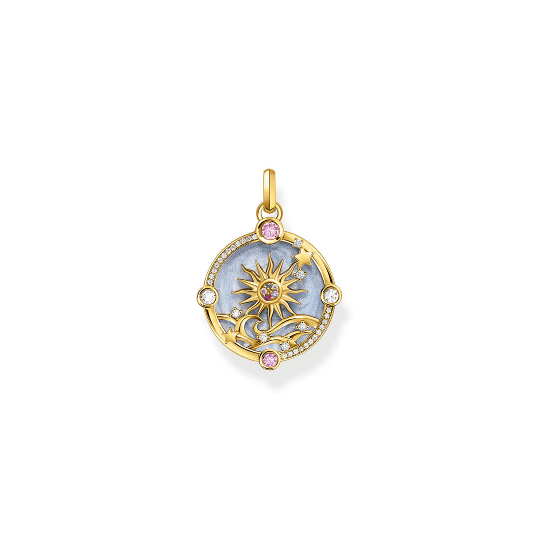 Thomas Sabo Anhänger blau mit Sonne und bunten Steinen vergoldet - PE960-471-1