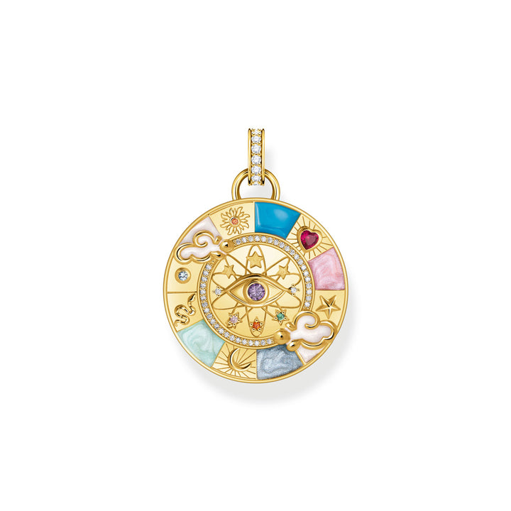 Thomas Sabo Anhänger Glücksrad mit kosmischen Symbolen vergoldet - PE962-471-7