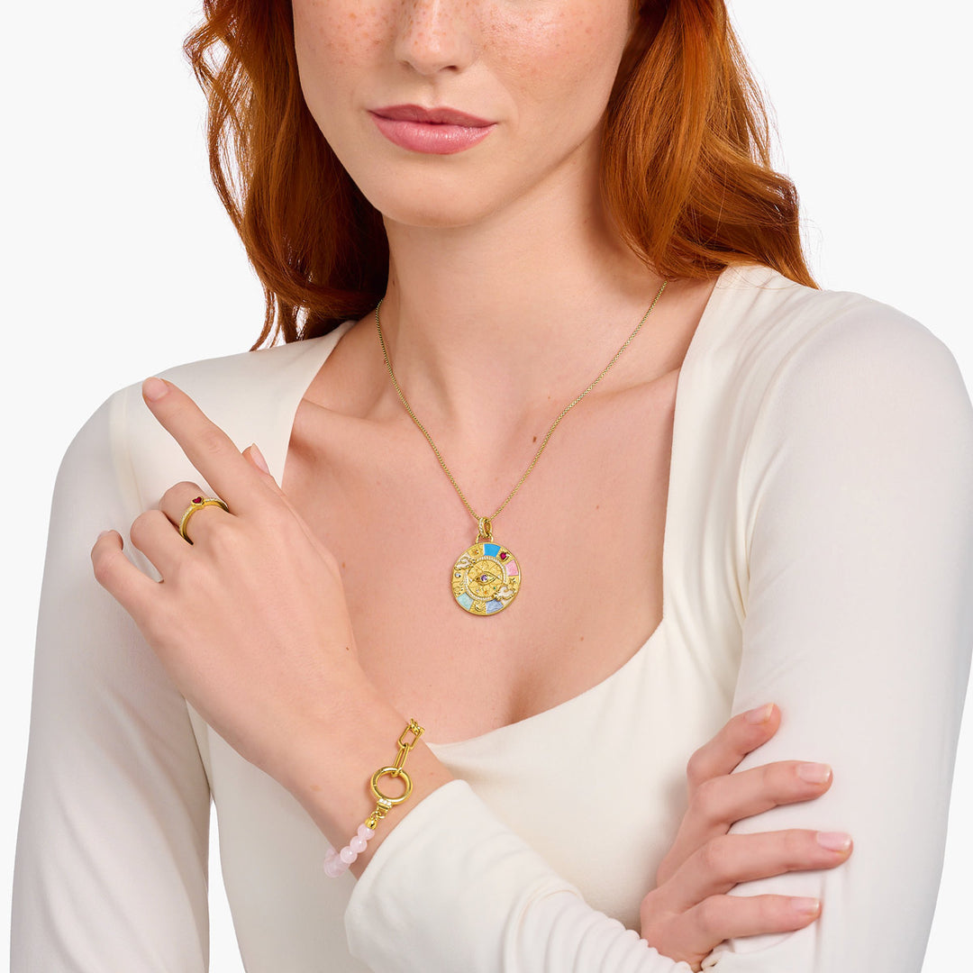 Thomas Sabo Anhänger Glücksrad mit kosmischen Symbolen vergoldet - PE962-471-7