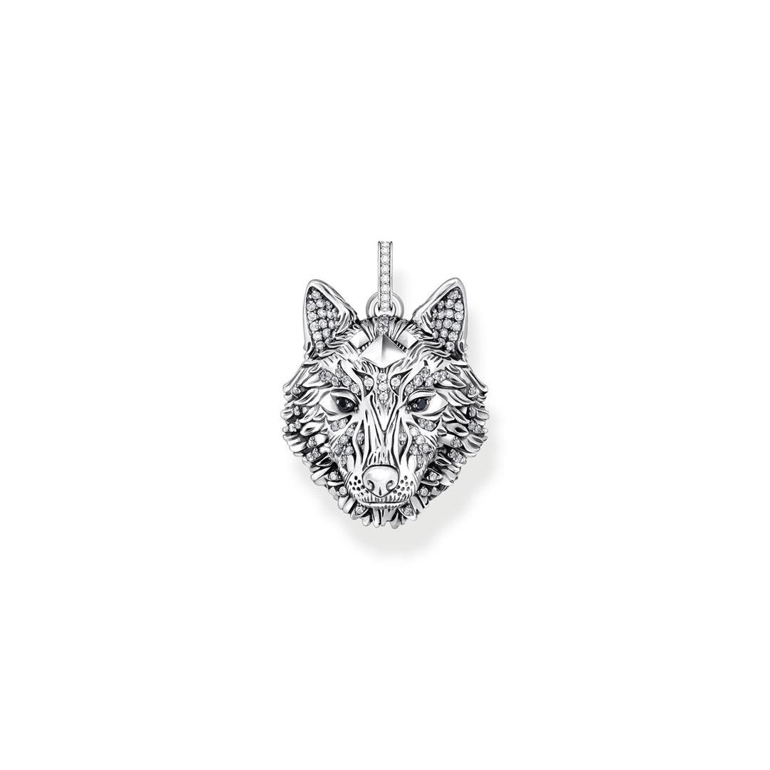 Thomas Sabo Anhänger Wolf Gesicht mit Steinen Silber geschwärzt - PE965-691-21