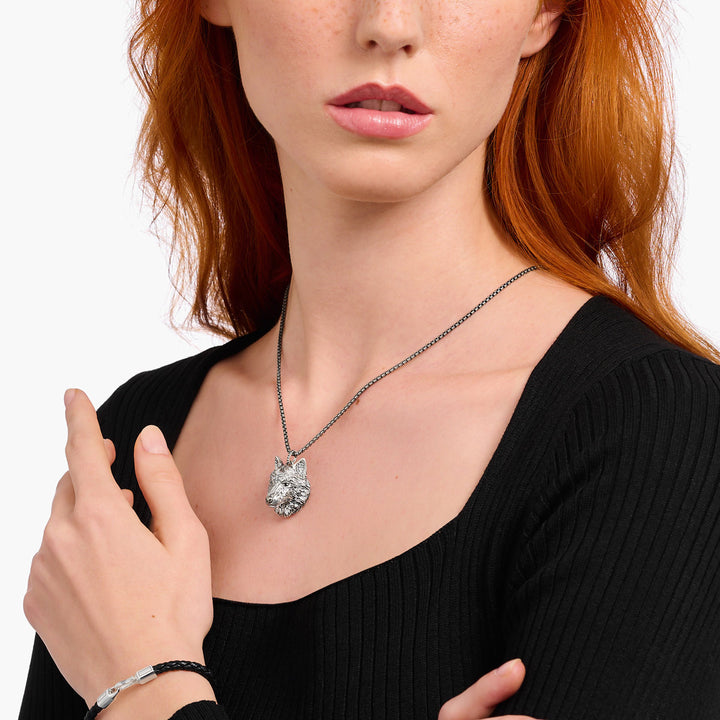 Thomas Sabo Anhänger Wolf Gesicht mit Steinen Silber geschwärzt - PE965-691-21