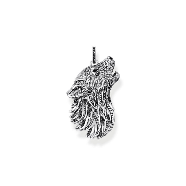 Thomas Sabo Anhänger Wolf Profil mit Steinen Silber geschwärzt - PE966-643-21