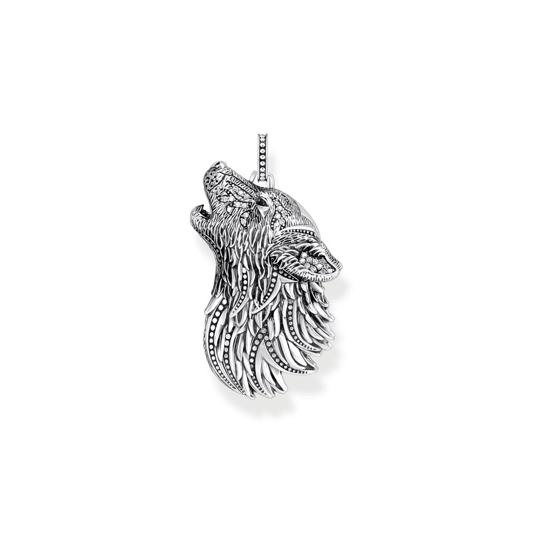 Thomas Sabo Anhänger Wolf Profil mit Steinen Silber geschwärzt - PE966-643-21