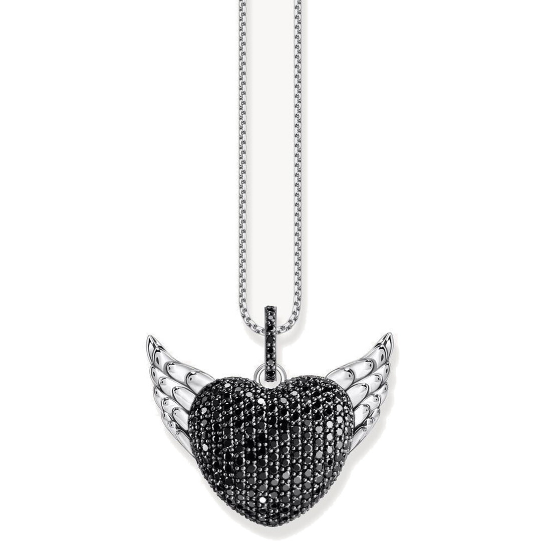 Thomas Sabo Anhänger Herz mit Flügeln und schwarzen Steinen Silber geschwärzt - PE971-643-11