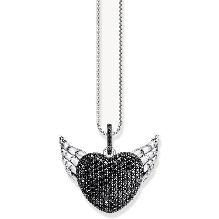 Thomas Sabo Anhänger Herz mit Flügeln und schwarzen Steinen Silber geschwärzt - PE971-643-11
