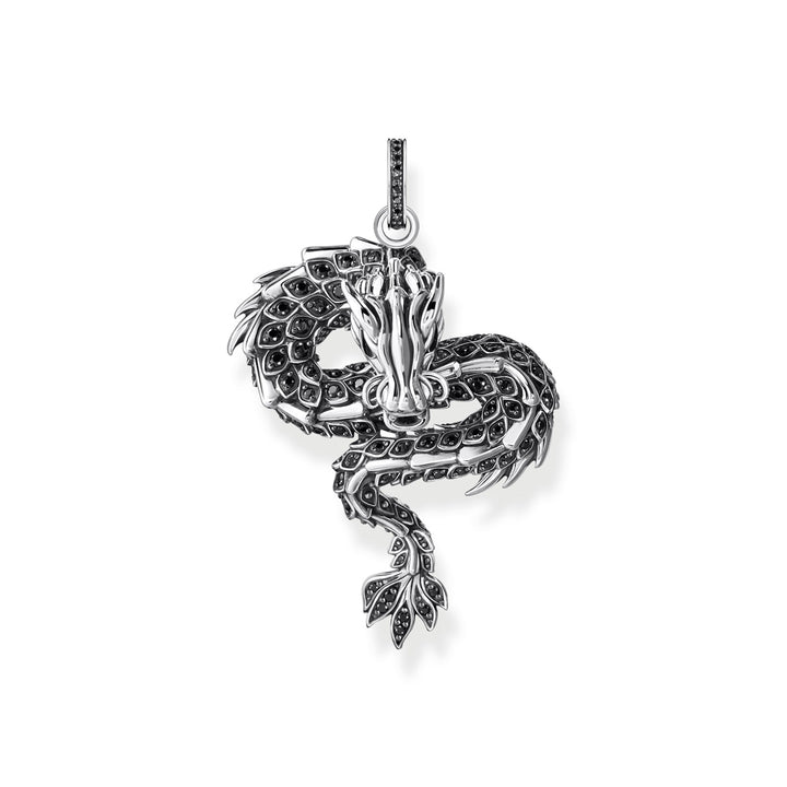 Thomas Sabo Anhänger Drache mit schwarzen Steinen und Emaille Silber geschwärzt - PE973-691-11
