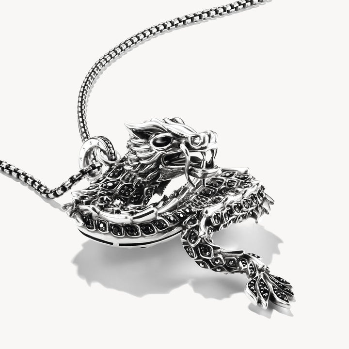 Thomas Sabo Anhänger Drache mit schwarzen Steinen und Emaille Silber geschwärzt - PE973-691-11