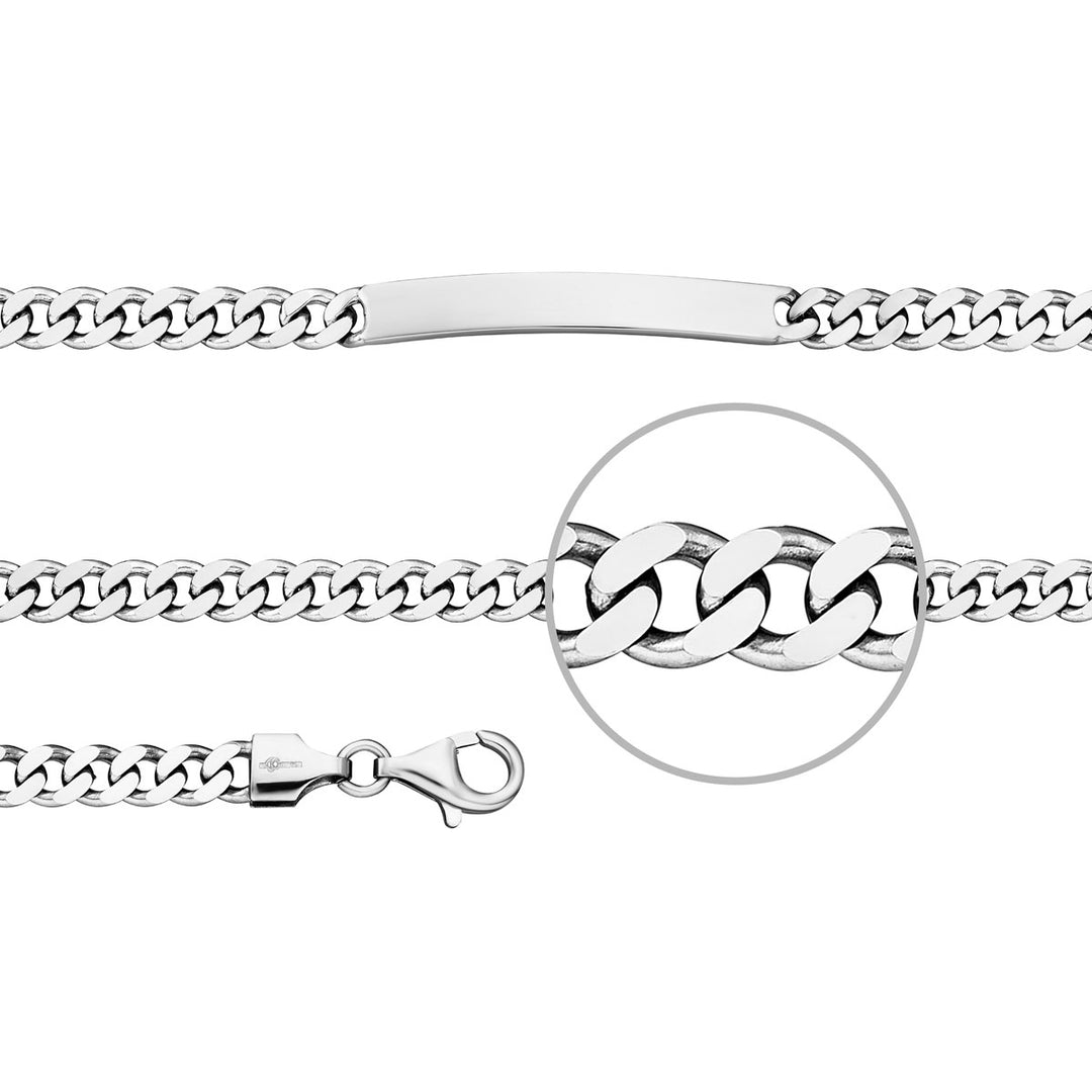 Der Kettenmacher Panzer Gravurarmband Silber Diamantiert