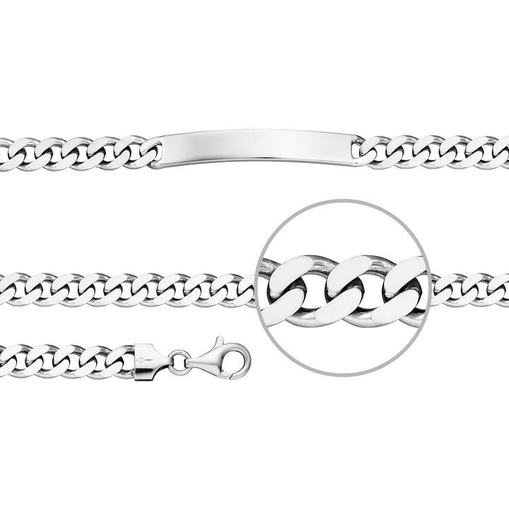 Der Kettenmacher Panzer Gravurarmband Silber Diamantiert 6,6 mm 21 cm - PG2-21S