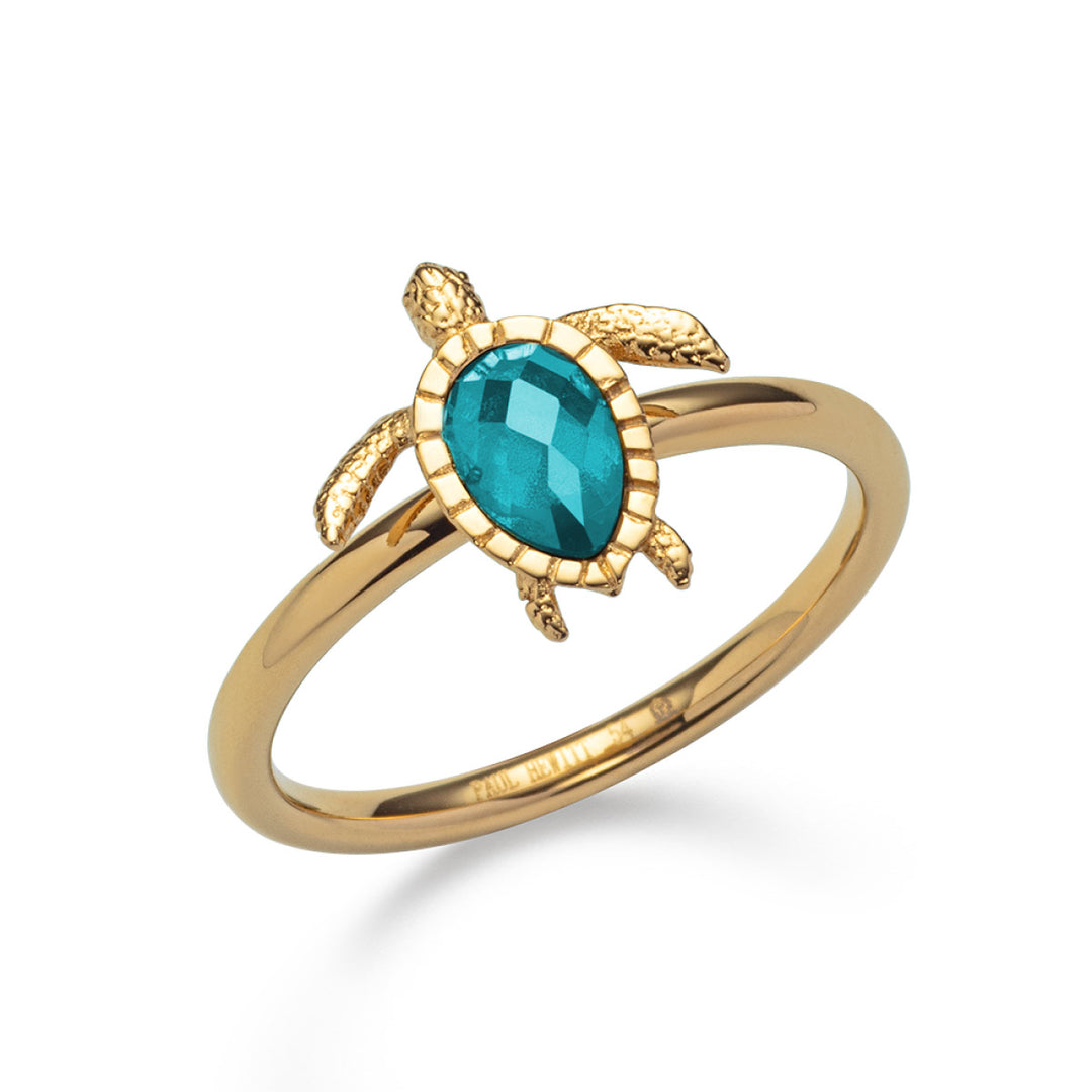 Paul Hewitt Turtle Ring Aquamarine Gold - PH-JE-1254