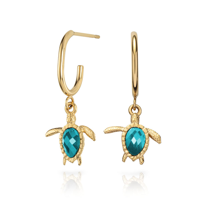 Paul Hewitt Turtle Hoops Ohrring Aquamarine Gold - PH-JE-1615