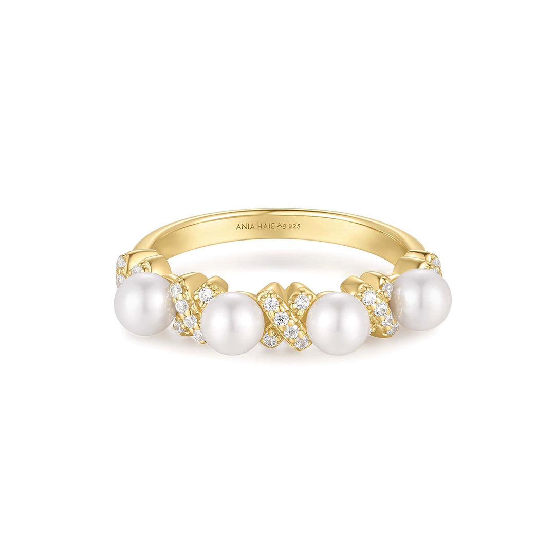 Ania Haie Gold Sparkling Braided Shell Pearl Ring - R069-02G
