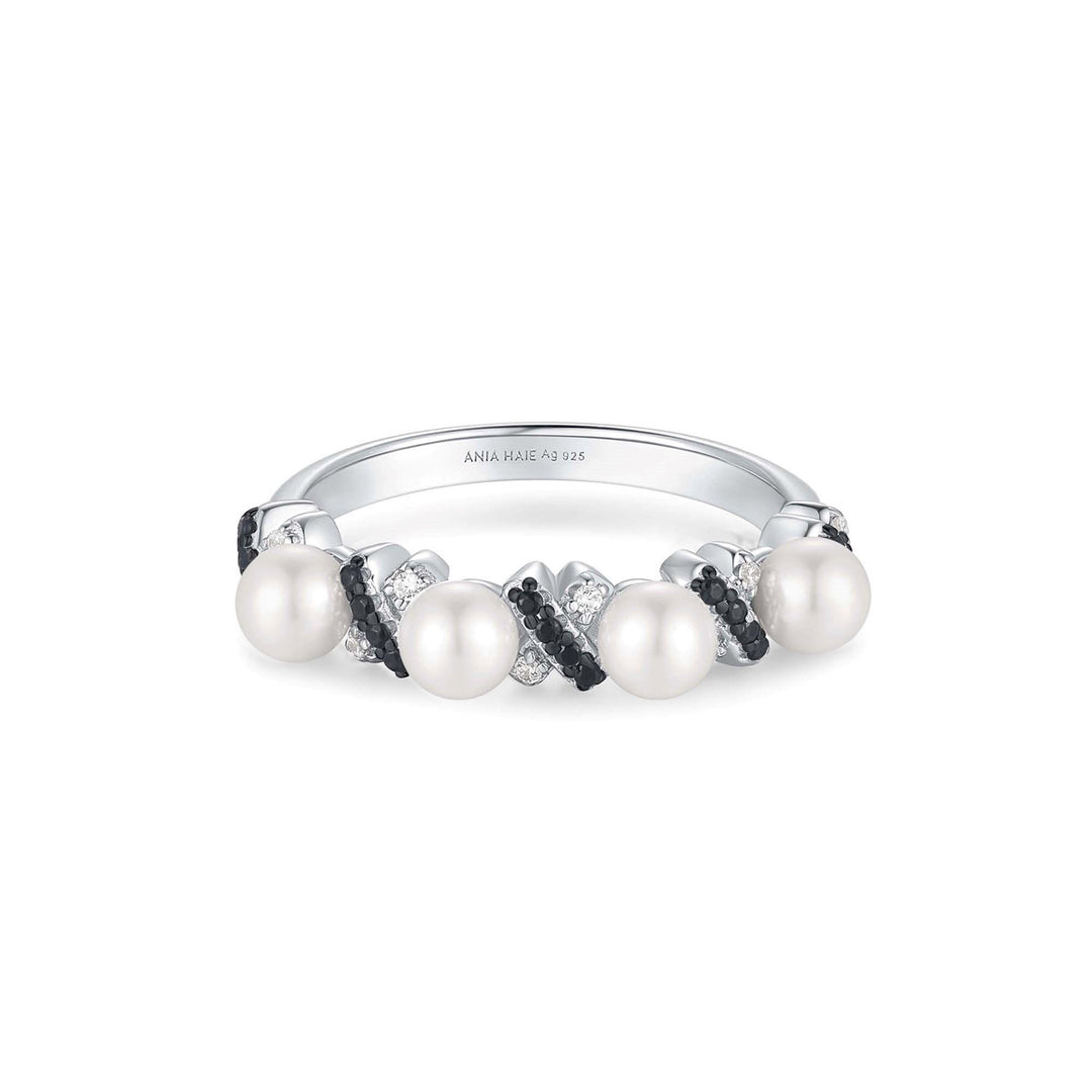 Ania Haie Two Tone Sparkling Braided Shell Pearl Ring - R069-02T