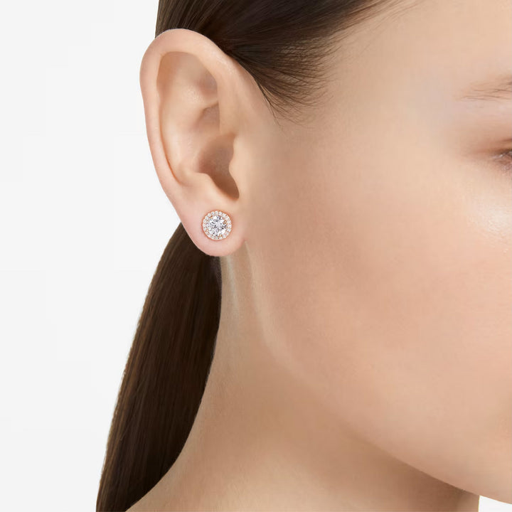 Swarovski Una Angelic Ohrstecker Rundschliff Pavé Weiss Roségold Legierungsschicht - 5636275