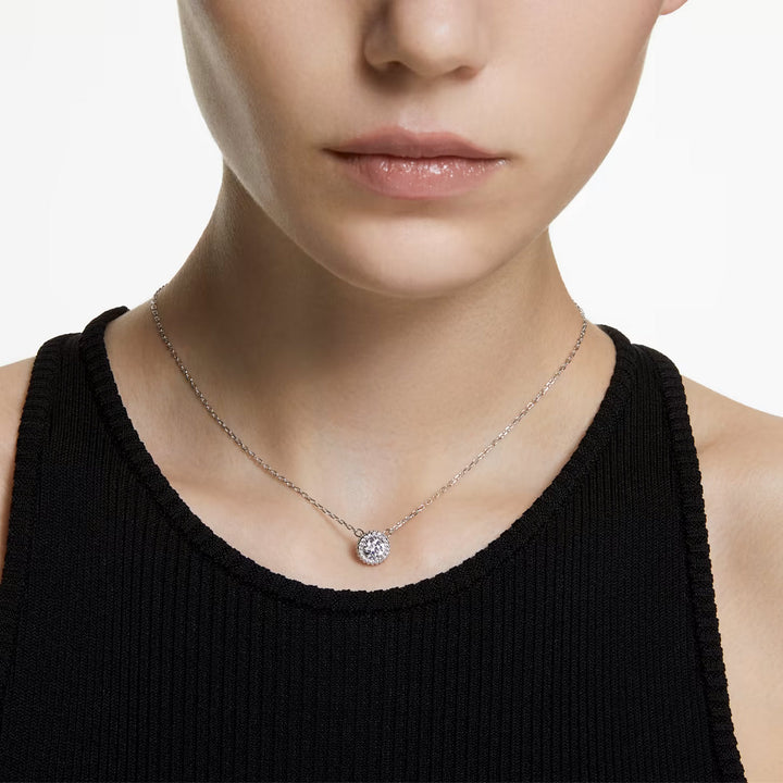 Swarovski Una Angelic Halskette Rundschliff Pavé Weiss Rhodiniert - 5636264
