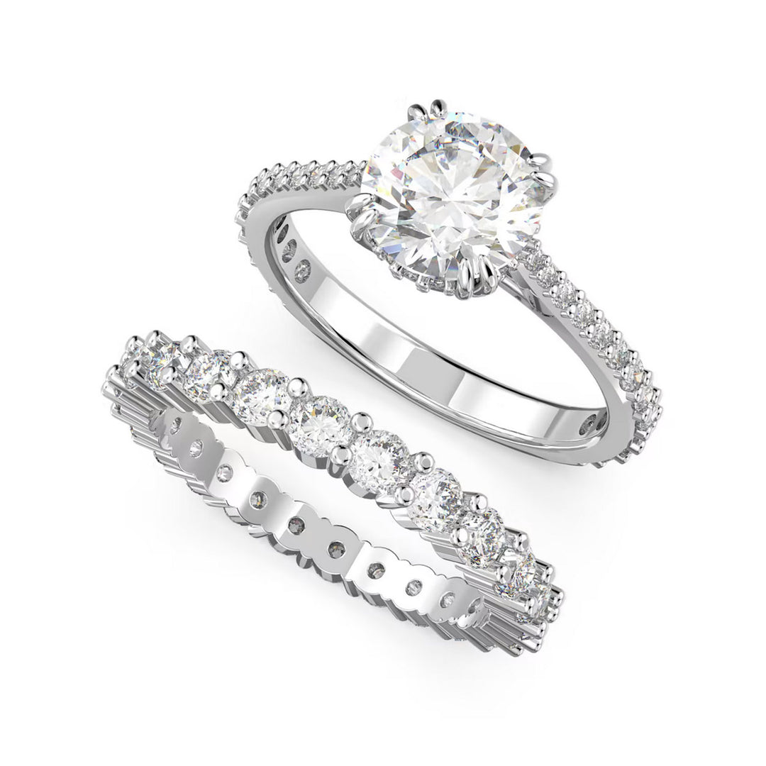 Swarovski Stilla Ring Set Rundschliff Weiss Rhodiniert