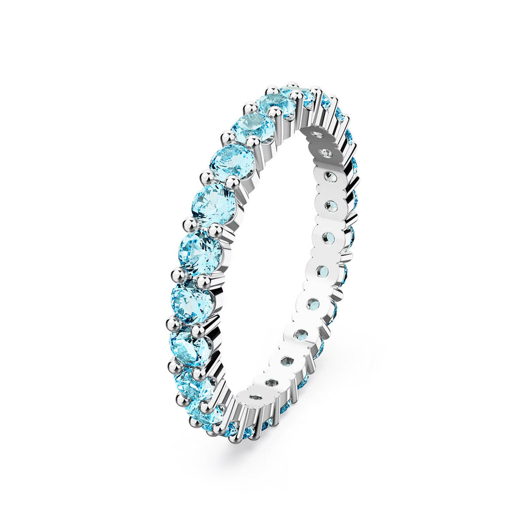 Swarovski Matrix Ring Rundschliff Blau Rhodiniert