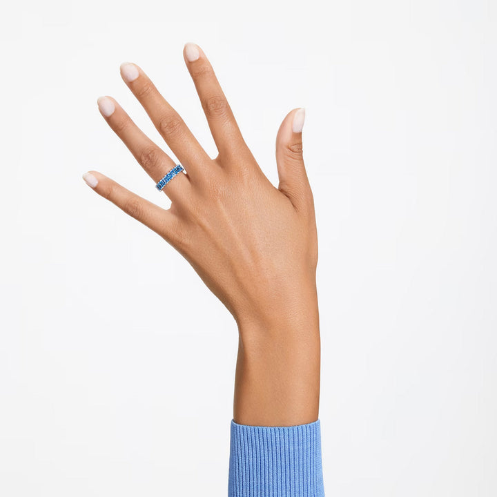 Swarovski Matrix Ring Rundschliff Blau Rhodiniert